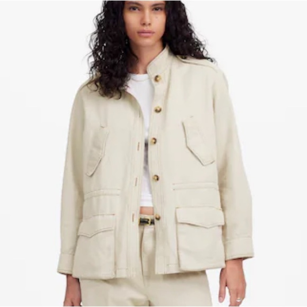 MADEWELL Linen Blend Cinched Utility Jacket in Italian Linen Twill Size Small
